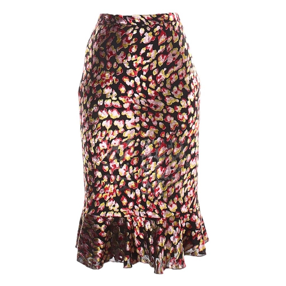 ANTHROPOLOGIE Eva Franco Leopard 2 XS Ruffle Midi Skirt $128 NWT High Waist